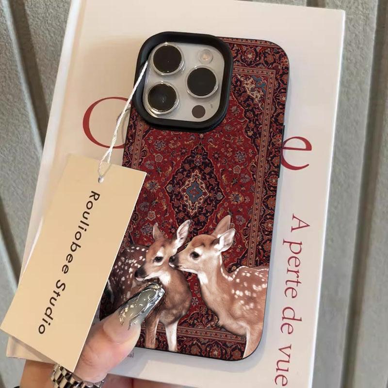 

Vintage Deer Lichee Pattern Phone Case for Samsung S25 S24 S23 S22 S21 S20 Note20 FE Ultra Plus 5G Shockproof Cover S21 5G
