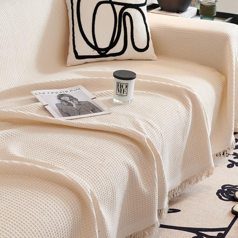Simple Cream Style Couch Towel Veil Texture Comfortabl Skin Friendly Delicate Sofa Blanket Four Season Universal Home Decoration
