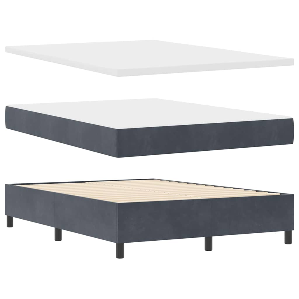 Boxspring Bed with Headboard Dark Grey 140 x 200 cm Velvet