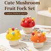 Creative Mushroom Fruit Fork Anti-scald Cute Toothpick with Holder  Household