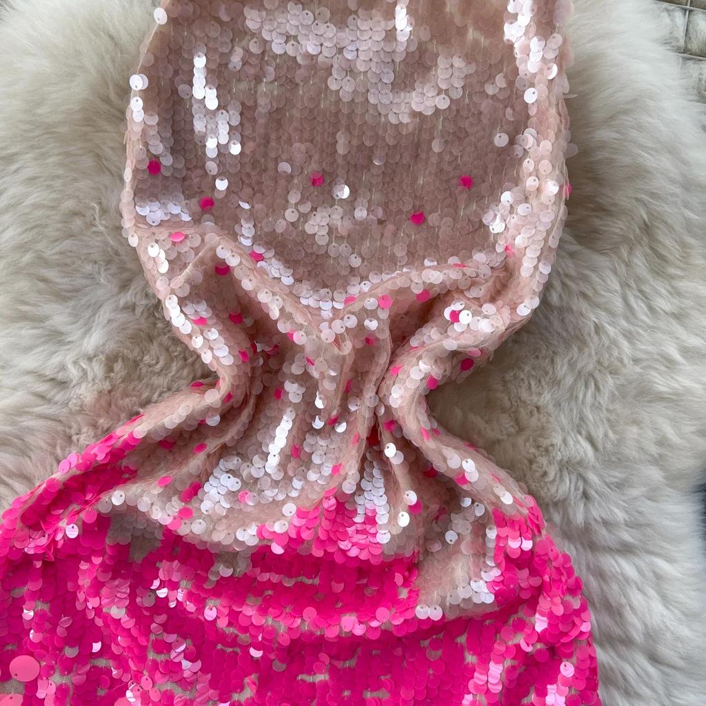 Halter Dress for Women Sleeveless Gradation Sequins Backless Vestidos Female Hollow Out Falda Sexy Mujer Summer Dropshipping