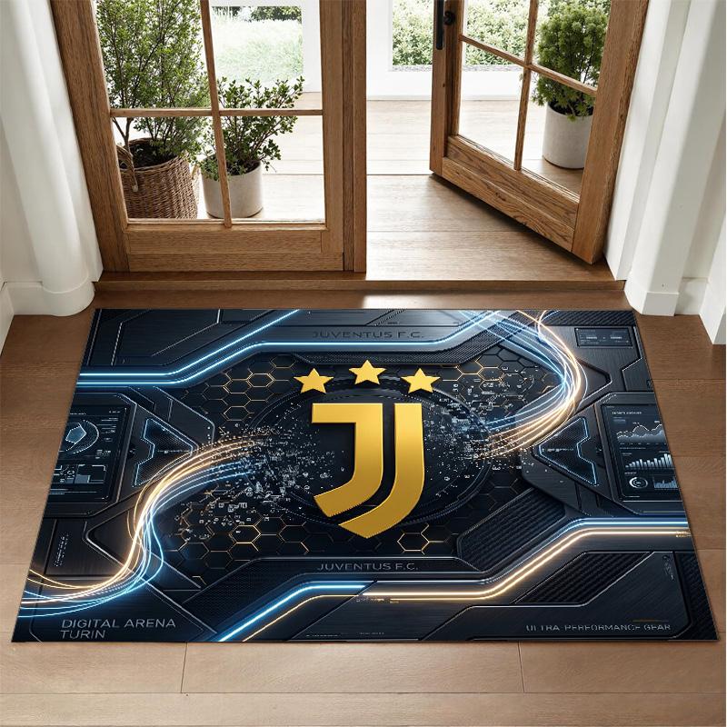 Juventus FC Design Crystal Velvet Rug Soft Decorative Mat for Bedroom Entrance