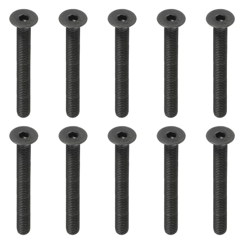 PATIKIL Hex Socket Bolts, Socket Cap Screws, M8 x 80mm, Flat Head Socket Cap Bolts, Pack of 10, Flat Countersink Bolts, Medium Carbon Steel, Hex Socke