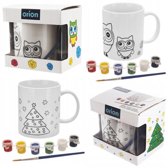 Tasse à peindre - CréatifSet - Lot de 2 tasses porcelaine à décorer - Avec pinceau et peintures - Motifs Noël