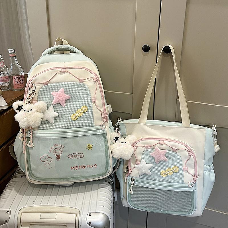 High Value Schoolbags for Female Junior High School Students  Large Capacity Cute and Light Make Up Bags  Shoulder Bags.