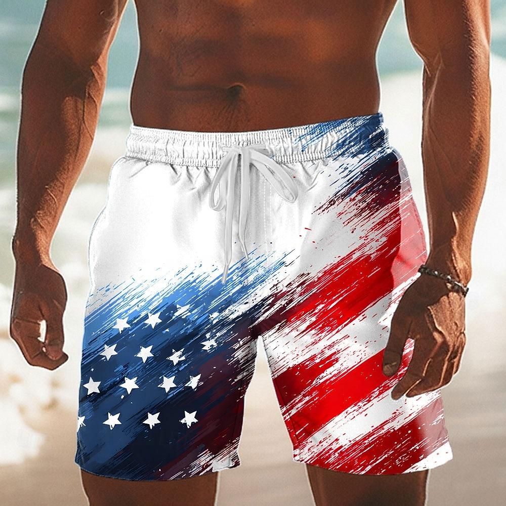 

Men s 4th of July U.S. 250th Anniversary US Flag Patriotic Swim Trunks Swim Shorts Board Shorts Mid Waist Casual Holiday XL