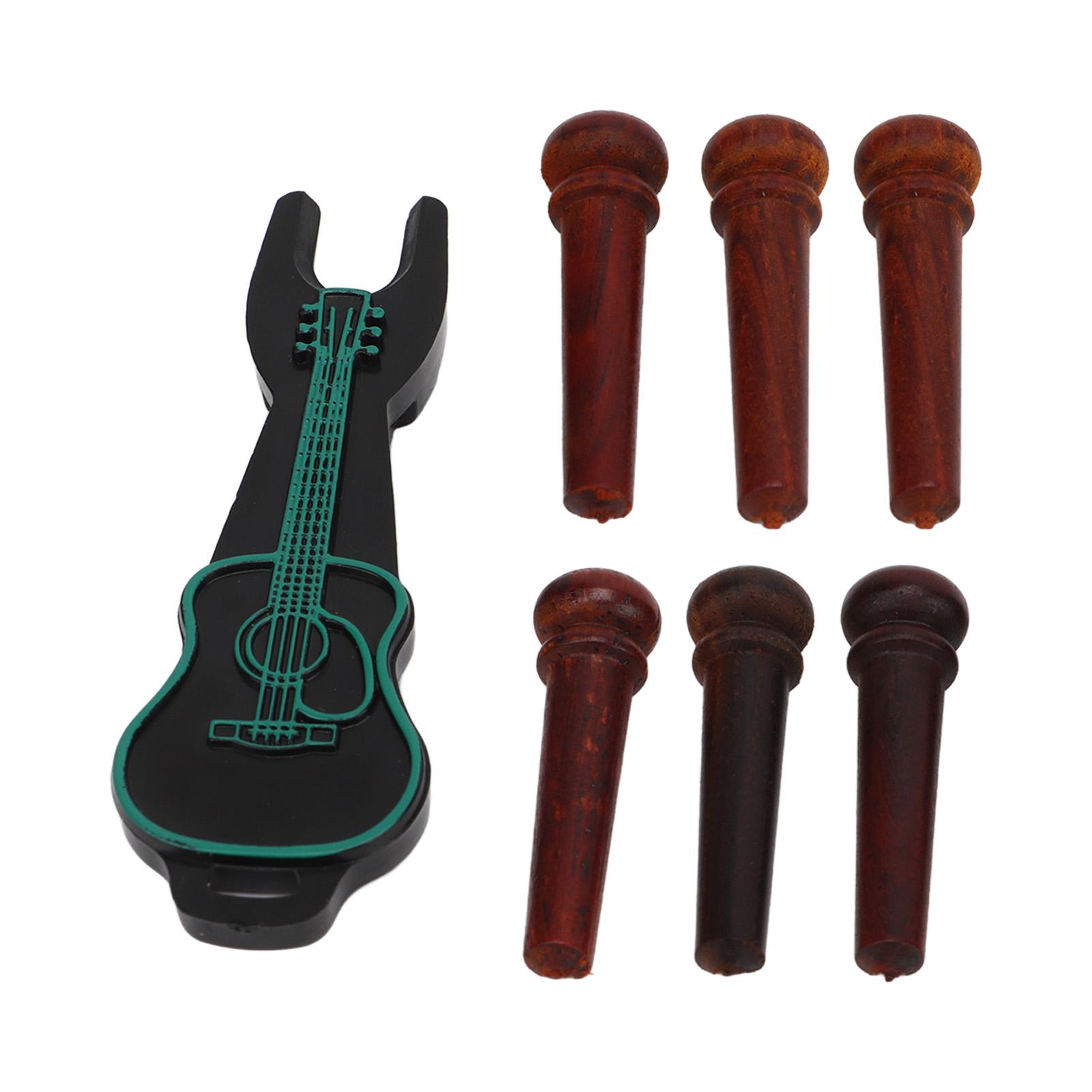 

6Pcs Guitar Pin Maple Delicate Professional Acoustic Guitar Bridge Pin Replacement with Remover