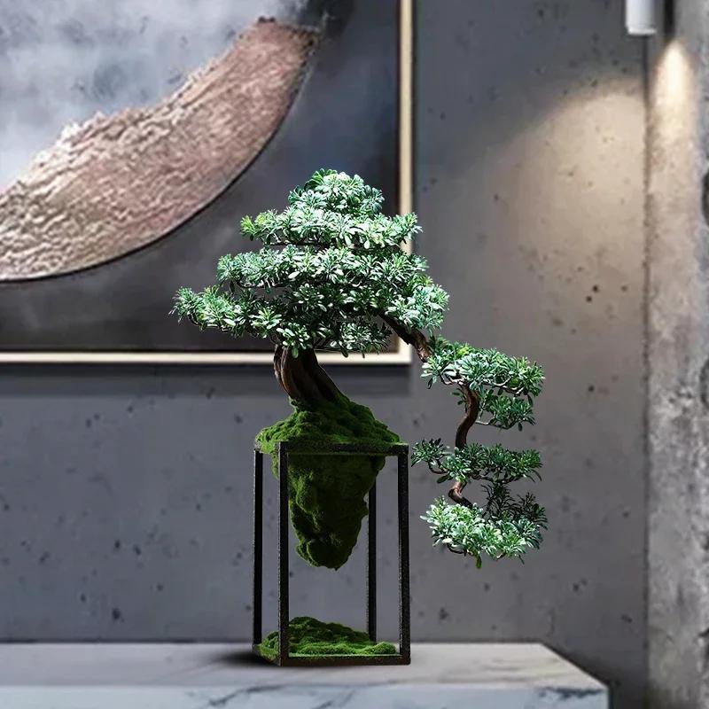 Chinese-style simulation plant bonsai indoor welcoming pine green plant potted fake tree micro-landscape decoration decoration