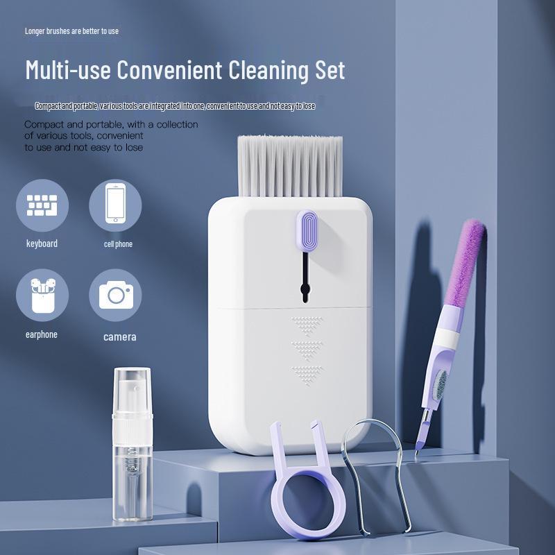Multifunctional Cleaning Brush Set: Keyboard, Camera, and Earphone Cleaner.