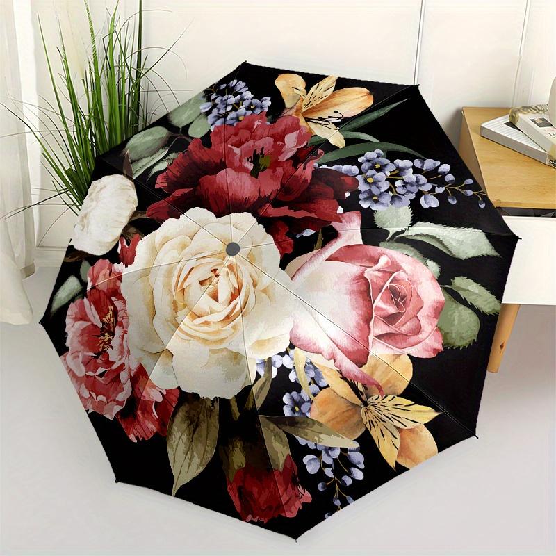 

Floral Bouquet themed Eight rib Automatic Folding umbrella Is Suitable for Both Men and Women, Making It A Perfect Christmas and Valentine s