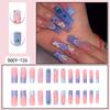 Long Press-On Nails With Adhesive Tabs Full Cover Fake Women INS Style Acrylic Nail Tips Reusable Wearable Art