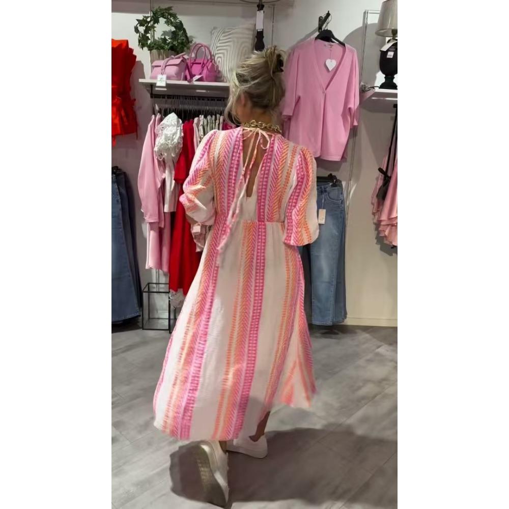 

Платье большого размера с V-образным вырезом с принтом 5XL красный/белый