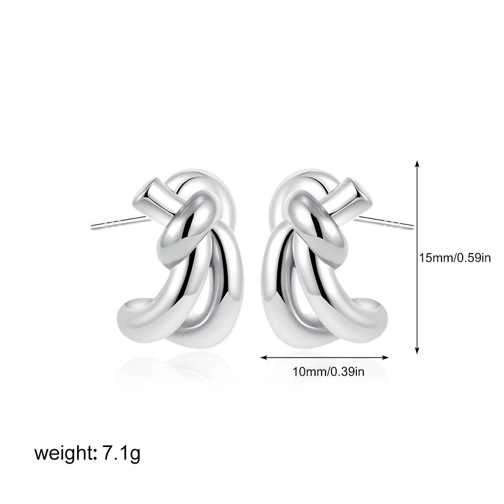 Fashion Multilayer Twist Circle Stud Earring for Women Stainless Steel Gold Silver Mix Color Round Earring Vintage Jewelry Gift