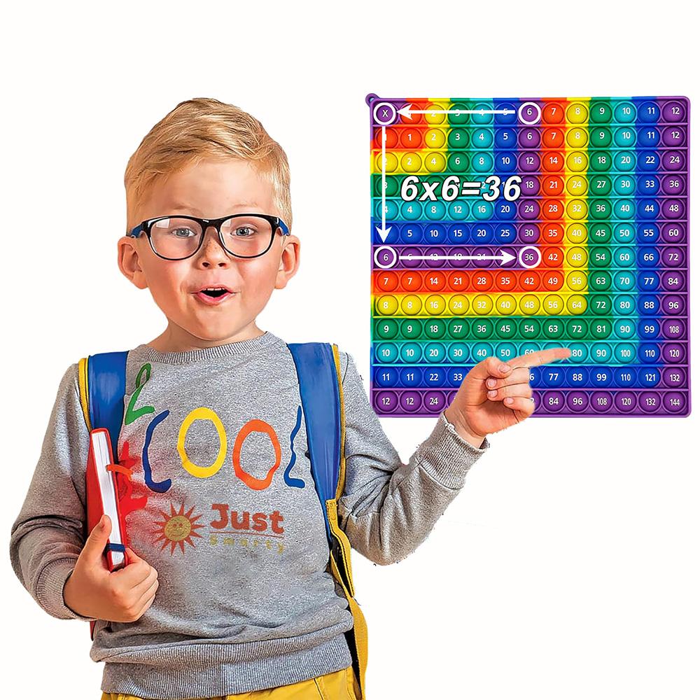 12x12 Multiplication Math Game Pop Toys. Rainbow L Shape Push Bubble Educational Fidget Learning Toys for Kids
