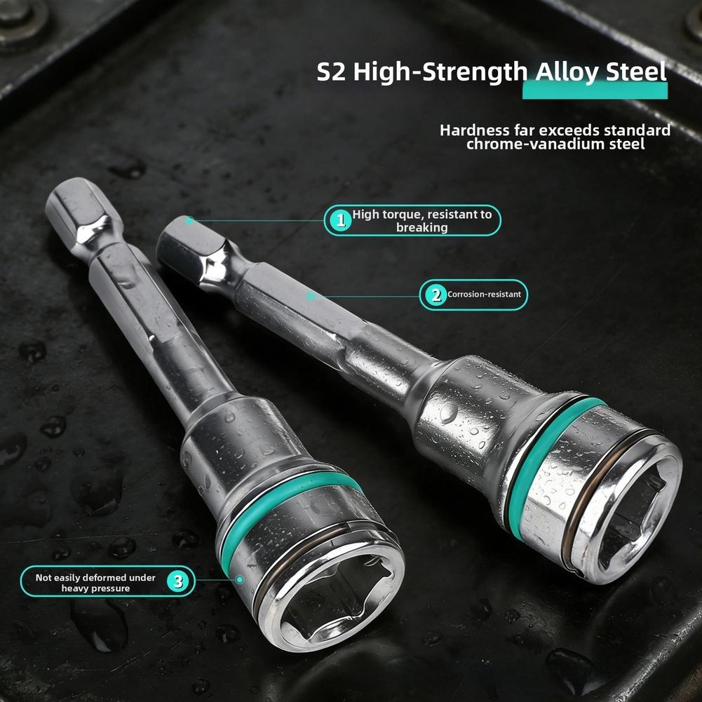 Green Alloy Steel Non Magnetic Socket Wrench Bit For Self Tapping Screws With 6.35mm Hex Shank Drill Driver Tool