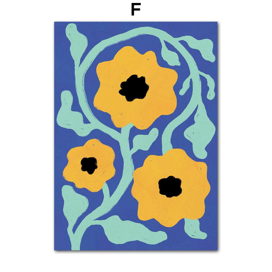Retro Flowers Vase Leaves Gallery Colorful Funky Poster And Prints Wall Art Canvas Painting Wall Pictures For Living Room Decor