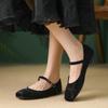 Fashion Flat Shoes for Women 2025 Spring and Autumn Retro Square Toe New Mary Jane Plus Size Women's Shoes 42 43 44
