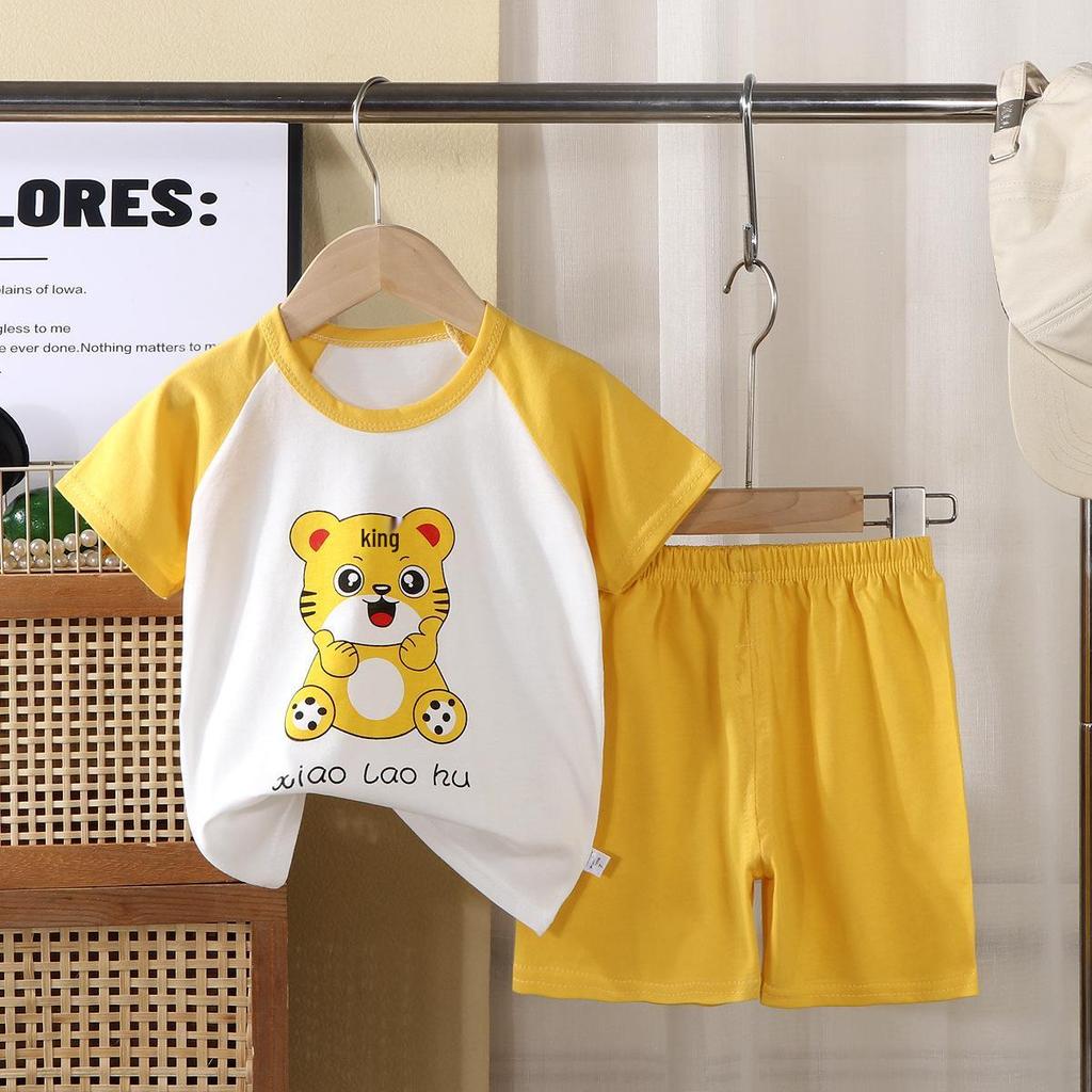 Children's Cotton Short-Sleeve Summer Pajama Set for Boys & Girls