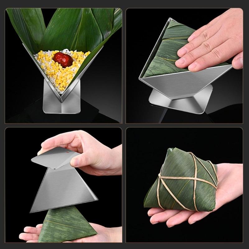 Stainless Steel Zongzi Mold DIY Traditional Chinese Food Rice Dumplings Rice Balls Making Molds Triangular Trapezoidal
