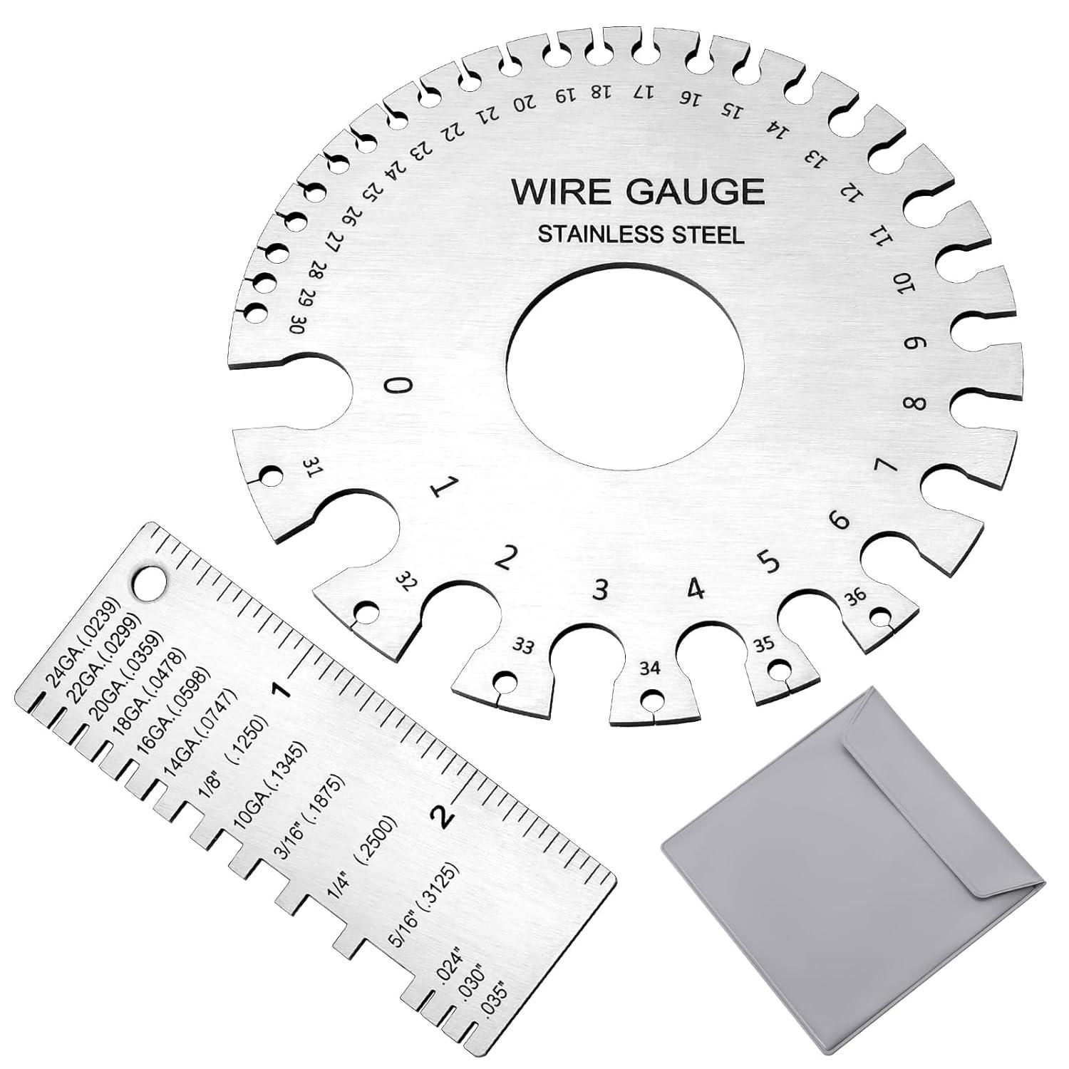 2 Pcs Stainless Steel Thickness Gauges Wire Gauge Measuring Tool, Metal Sheet...