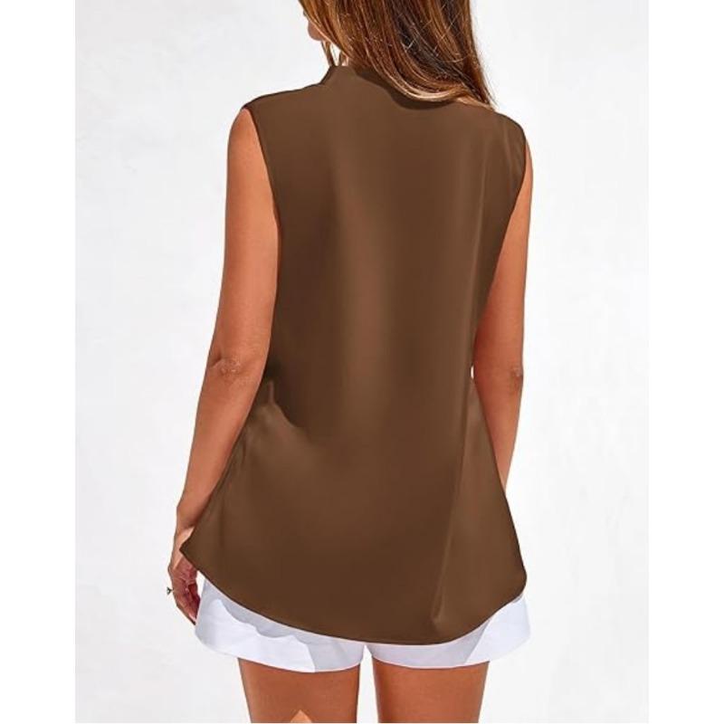 Summer New V-neck Casual Shirt Women's Vest Sleeveless Shirt