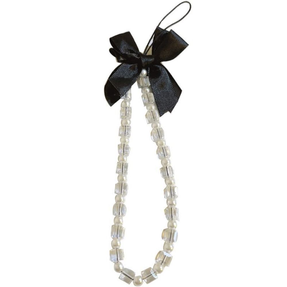 

Ремешок для мобильного телефона против потери, Шарм для телефона, Ремешок на запястье для телефона, Модная цепочка для телефона с бантом, Женский, для девочек Black Bow