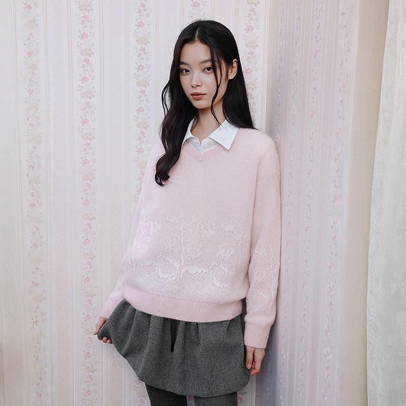 

LED IN Women s Loose V-Neck Knit Cardigan M