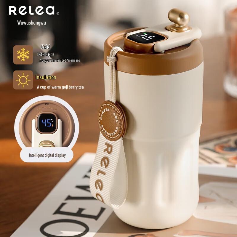 RELEA Smart Digital Display Thermos Coffee Cup 410ml