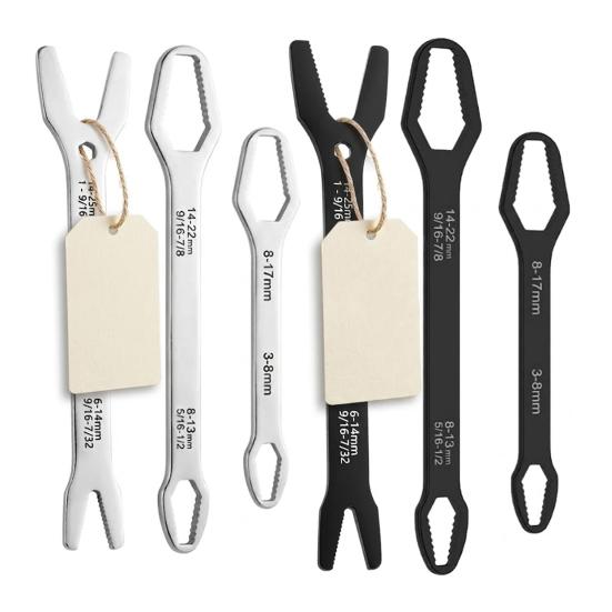 3Pcs Heavy Duty Wrench Double Ended Self-Tightening Wrench 3-22mm Extra-Long Multi-Functional Adjustable Universal Wrenches Home Repair Tools