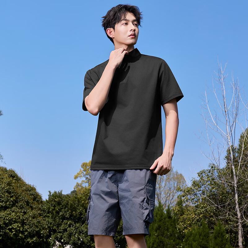 MINISO Men's Quick-Dry Stand Collar Pocket T-Shirt