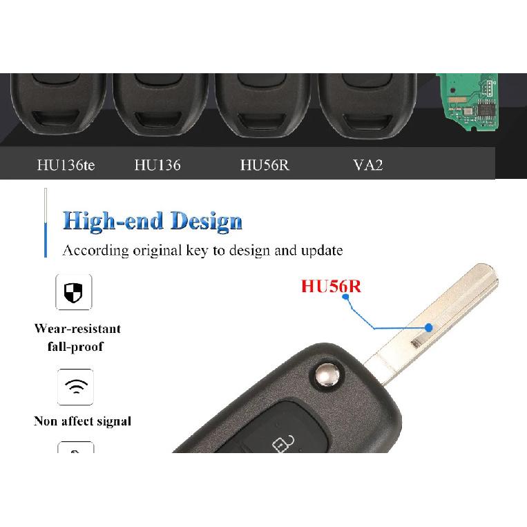 jingyuqin 2Button 433MHz PCF7961M 4A Chip Flip Remote Key for Renault Dacia Logan 2 II 2018 2019 2020 FSK Car Key Fob Control