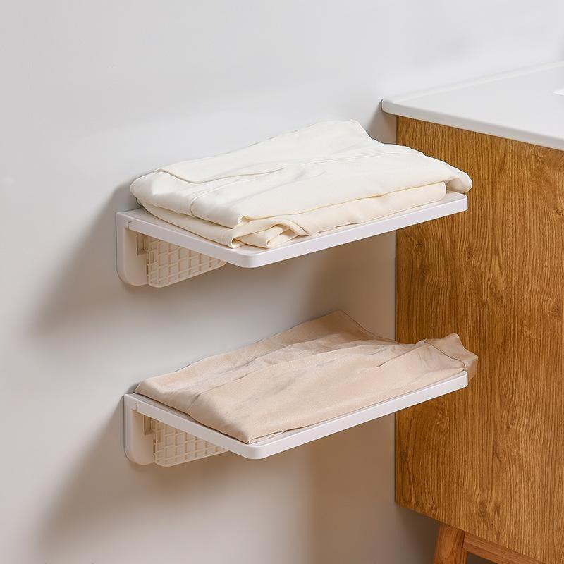 1 szt. Domowy kuchenny ścienny schowek z przegródką, montowany na ścianie składany regał, perforowany, wolny, półka ścienna do toalety