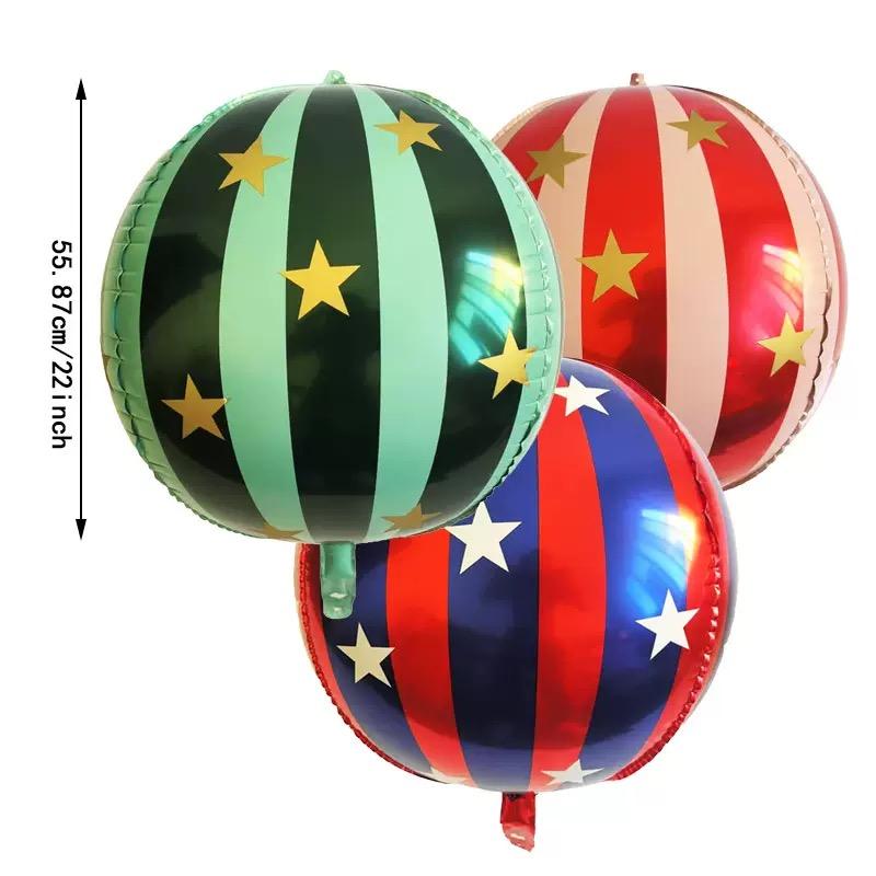 1PC 22inch 4D Striped Star Aluminum Film Balloon Spheres That Can Float in The Air for Christmas