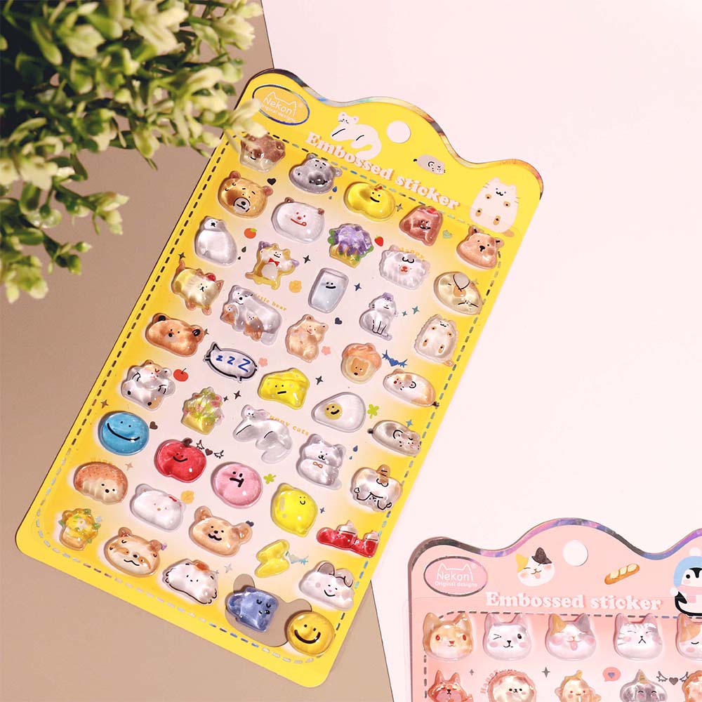 1pcs Cute Marine Animals Astronauts 3D Relief Stickers Kawaii Cartoon Creative Embossed Decals Laptop Phone Notebook Sticker Toy