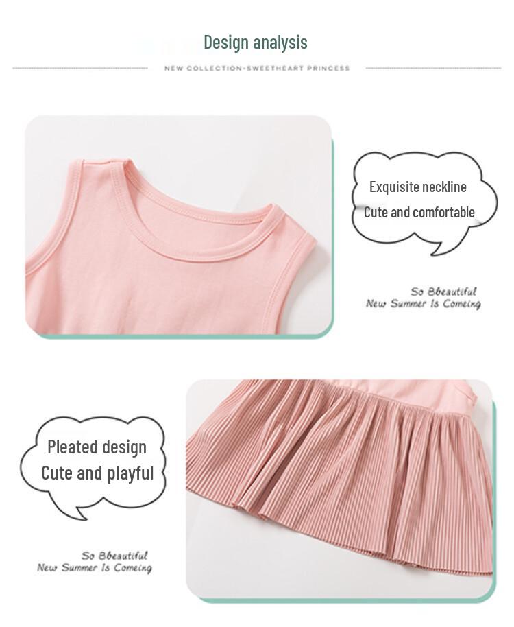 Summer 2023 Girls' Fashionable Casual Two-Piece Set: Vest Dress & Wide-Leg Pants
