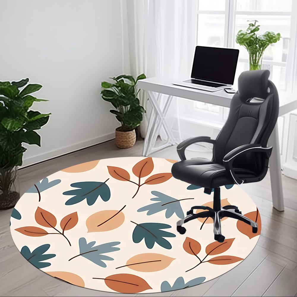 1pc Autumn Leaves Office Round Area Rug,  Mat Suitable For Office, Under Office Chairs Bedroom Living Room Home Decor, Room Deco