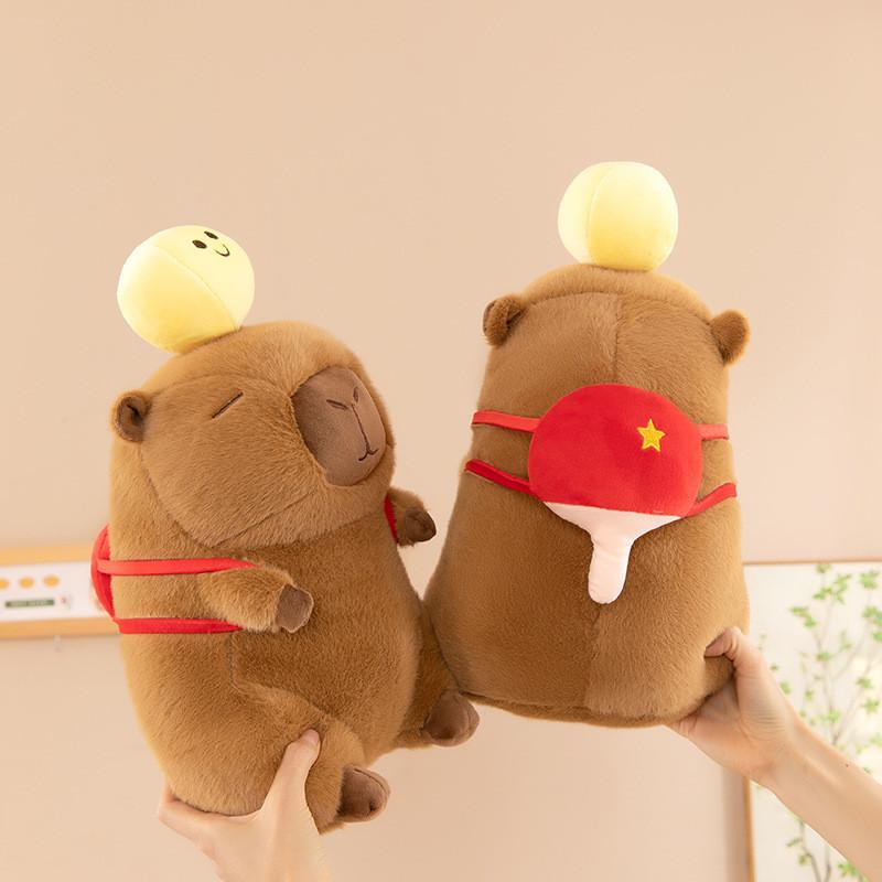 Table Tennis Capybara Backpack Plush Toy Cartoon Children Birthday Doll Gift