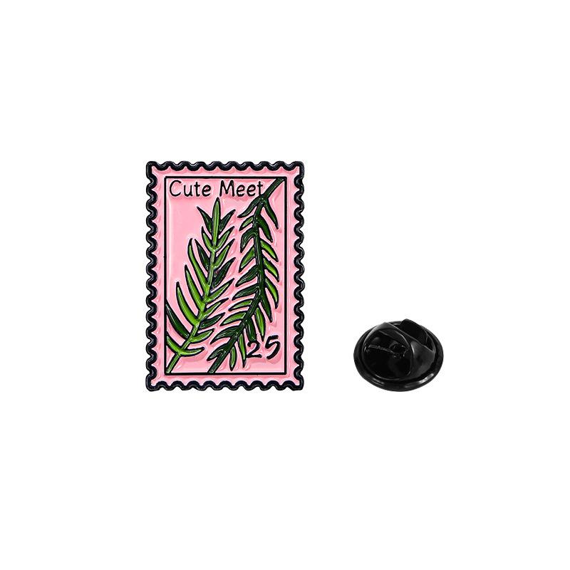 Cultural Creative Cartoon Flower Stamp Enamel Brooch Retro Commemorative Zinc Alloy Badge for Waist Cinching Backpack Clothes Decoration
