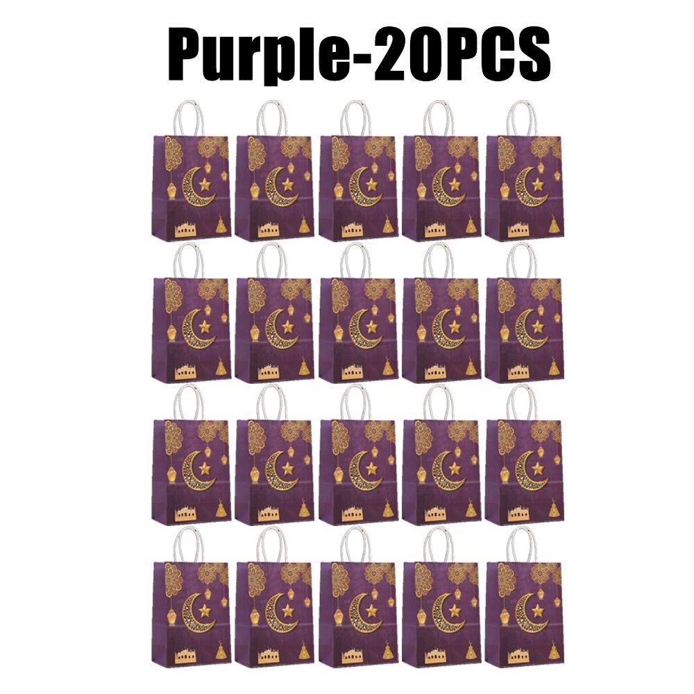 Ramadan Kraft Paper Gift Bags for Cookies Bulk Eid Mubarak Party Decor Islamic Favor Bags with Karim Design Festival Supplies