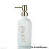 Golden Pattern Porcelain Dispenser: Shampoo, Shower Gel, Hand Sanitizer, and Lotion Pump Bottle.