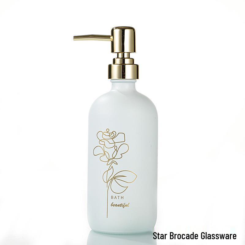 Golden Pattern Porcelain Dispenser: Shampoo, Shower Gel, Hand Sanitizer, and Lotion Pump Bottle.
