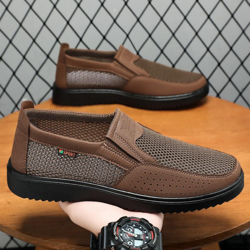 Herren Freizeitschuhe, Stoffschuhe mit weicher Sohle, Herren Atmungsaktive Mesh-Schuhe, Keine riechenden Füße, Papaschuhe, Slipper zum Hineinschlüpfen