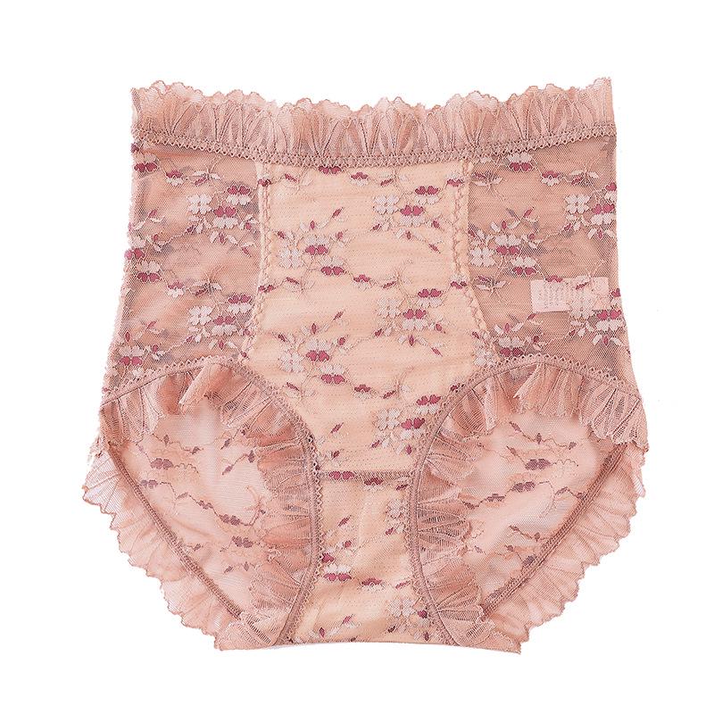 Krajkové kalhotky s vysokým pasem, kontrolou bříška a pozvednutím boků pro ženy plus size - Prodyšné, rozkrok z čisté bavlny, trojúhelníčkový střih.