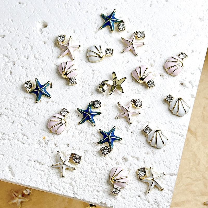 WTEMPO Mini Cute Nail Charms Nail Art Decorations Kit Home Fishbowl Miniature Decorations for DIY Crafts Random Color Shells & Starfish Shaped Designs