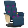 Massage Chair with Footrest Blue Fabric