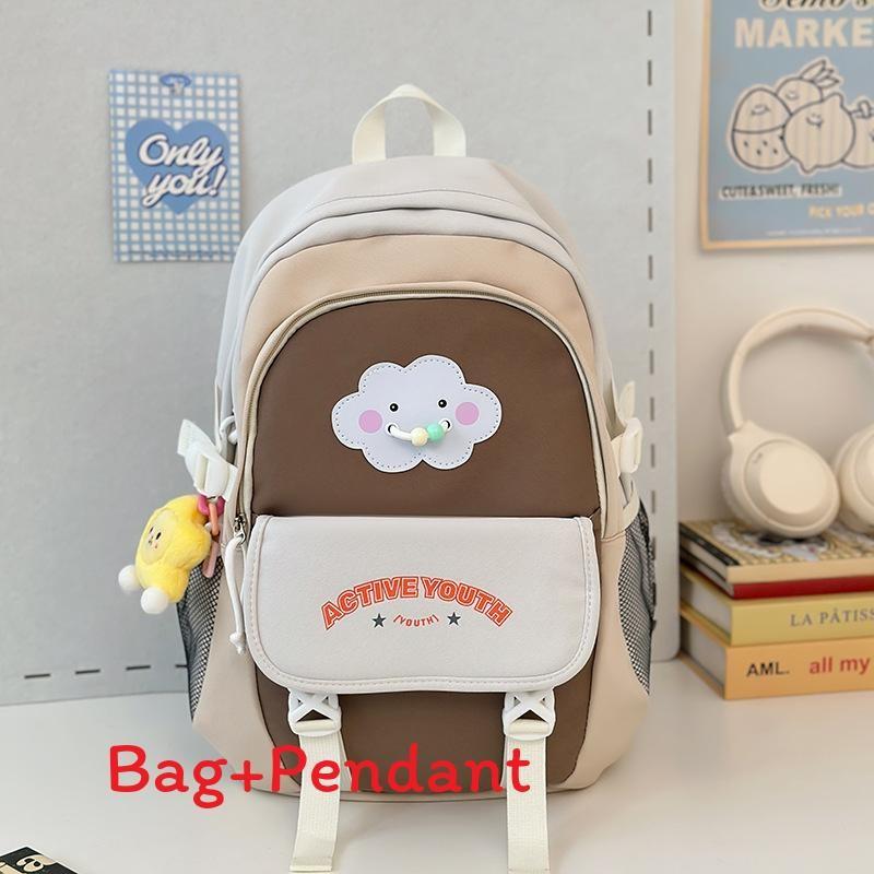Nylon Letter Backpack For Girls With Reducing Burden And 14in Laptop Storage For Daily Use