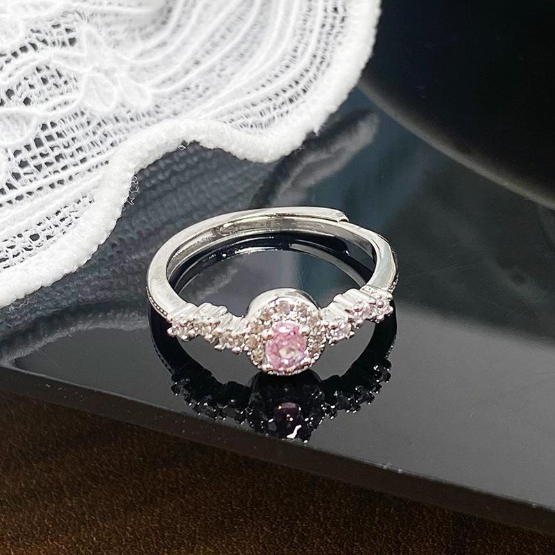 Light Luxury Full Diamond Inlaid Zircon Super Flash High-End Open Ring Exquisite Elegant Ring Woman
