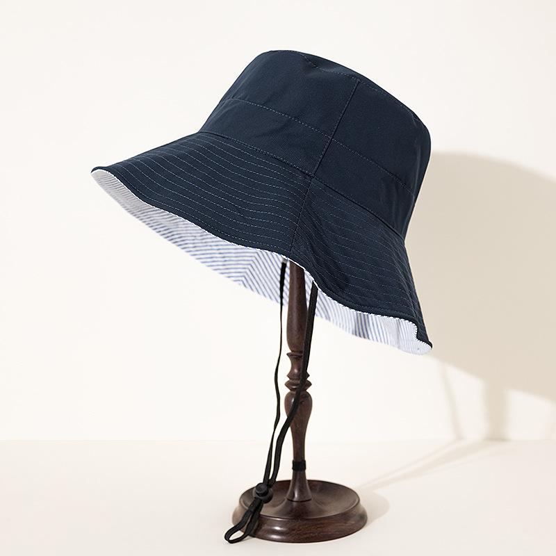 

Двусторонняя солнцезащитная шляпа женская быстросохнущая водонепроницаемая шляпа-ведро с большими полями для активного отдыха, защиты от УФ-лучей, полосатая шляпа double-sided wear/adjustable/average size