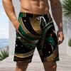 Mens Black Gold Glitter Drip Print Quick Dry Beach Shorts Plus Size Drawstring Loose Swim Trunks For Summer Surfing Swimming Vacation