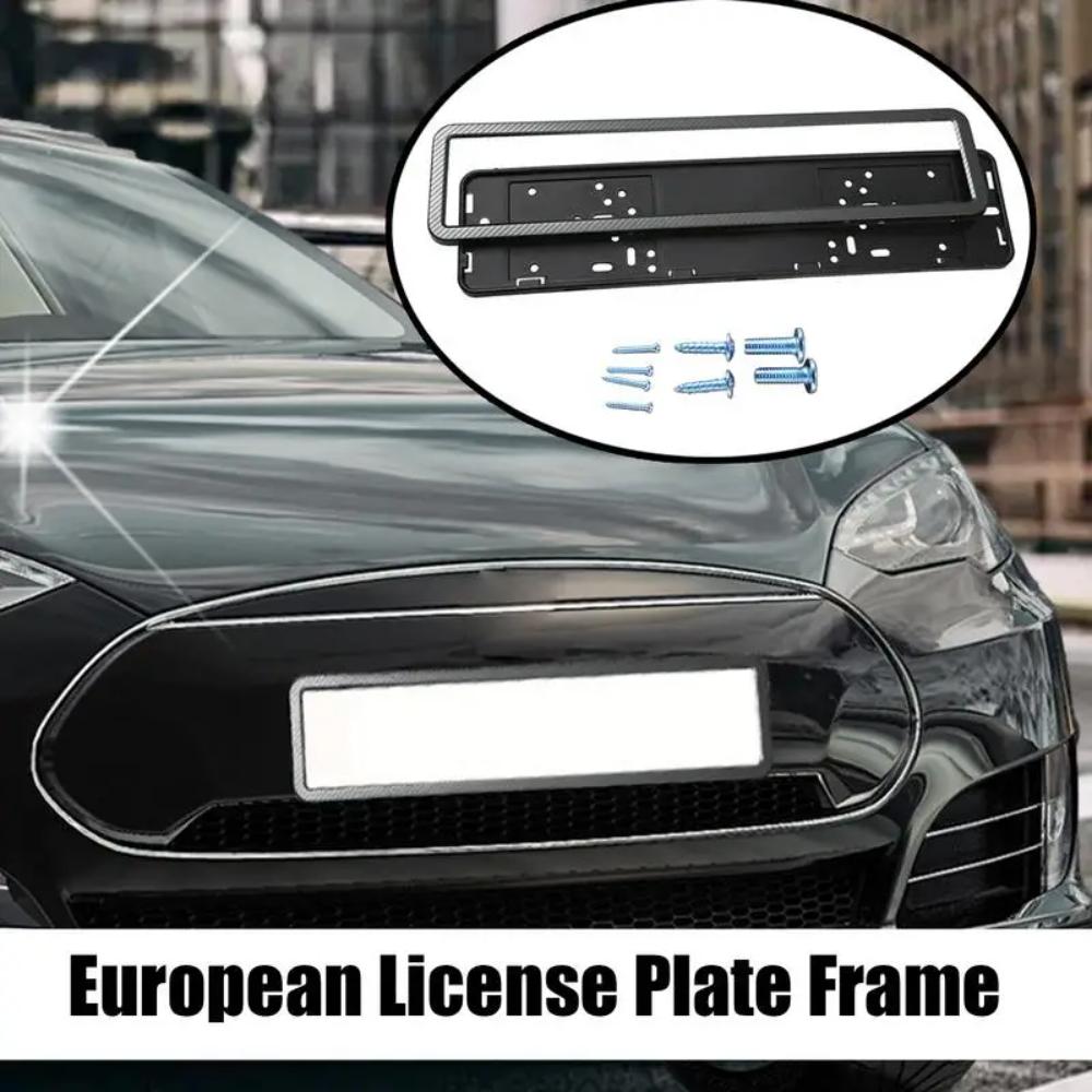 1 Pcs Open Size Black European License Plate Frame Auto Accessory Waterproof Holder with Mounting License Plate